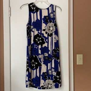 Blue & Black Floral Sleeveless Dress